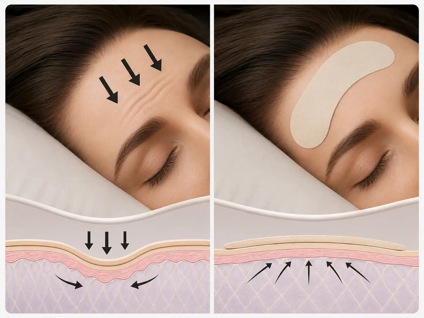 Illustrated pillow pressure compared with FaceTape support